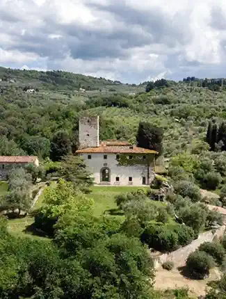 Propriedade histórica na Toscana com torre, jardim e vista para Florença, Villamagna, Toscana